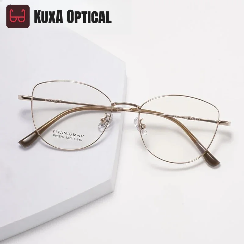 KUXA النساء القط العين نظارات القراءة النظارات سيدة أنيقة وصفة طبية مشهد الفتيات موضة قصر النظر البصرية عدسات البصر البعيد