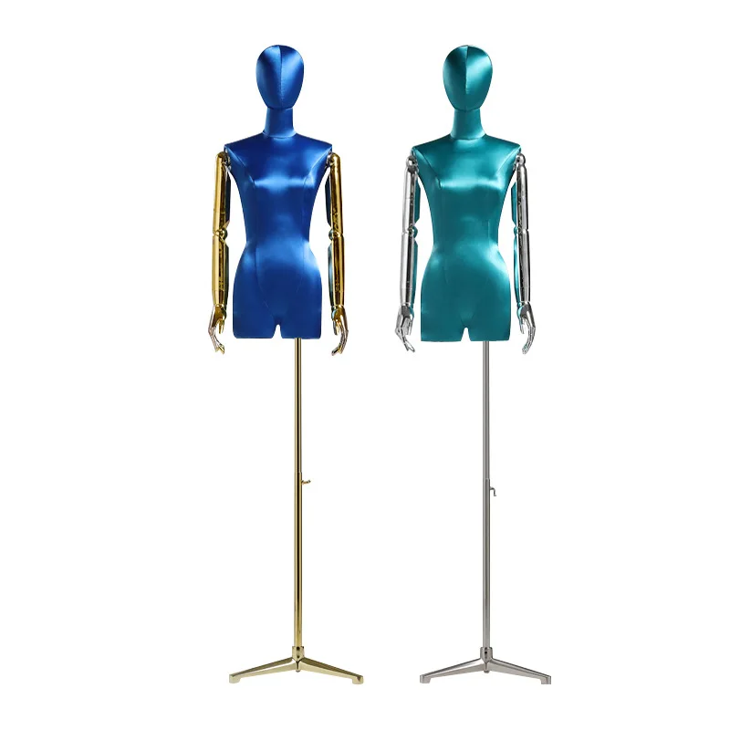 Negozio di abbigliamento Manichino femminile Modello Display Puntelli Modello fittizio a metà corpo Corpo Finestra in raso Espositore per abiti da sposa Scaffale per modelli
