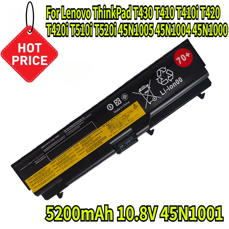 

5200mAh 10.8V 45N1001 Laptop Battery 70+ for Lenovo ThinkPad T430 T410 T410i T420 T420i T510i T520i 45N1005 45N1004 45N1000