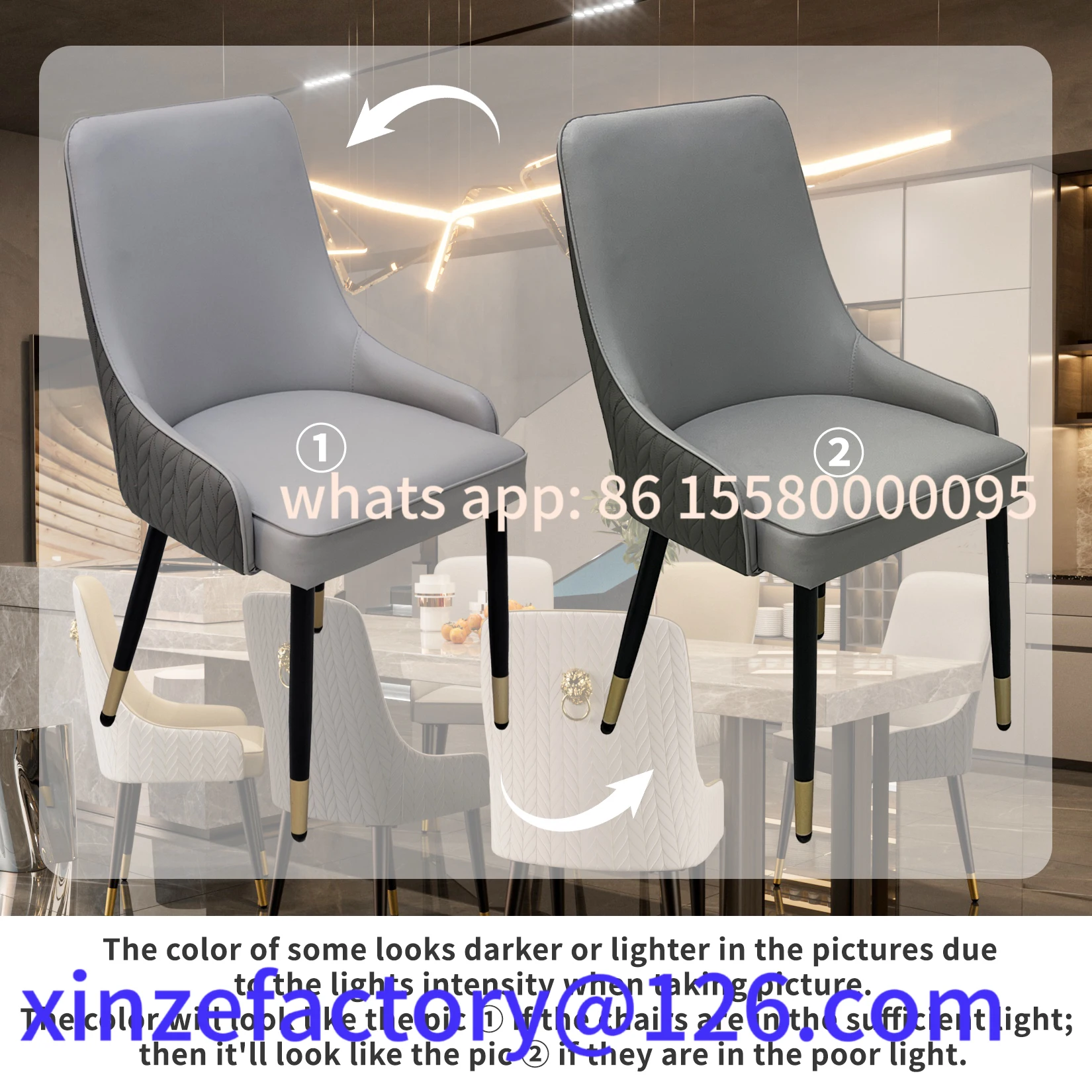 Aanpasbare 2 stuks luxe microvezel leer gestoffeerde eetkamer leeuwenkopklopper ontbijt keukenstoelen