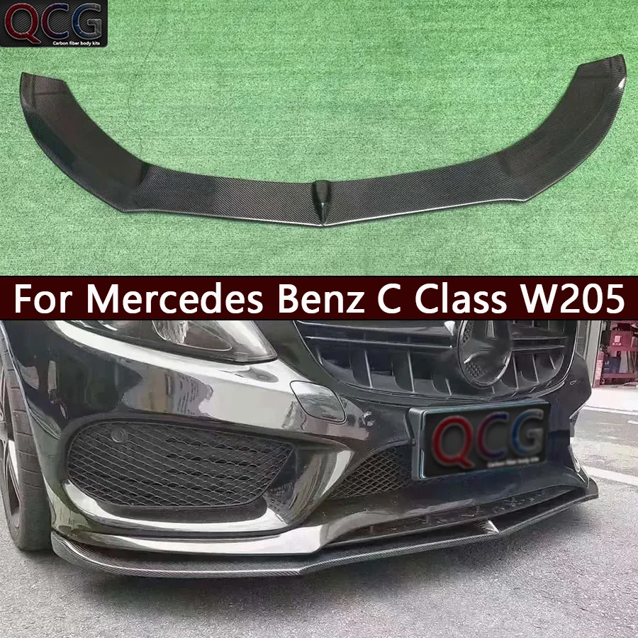 For Mercedes Benz C Class W205 C200 C260 Carbon Fiber Car Front Lip Bumper Diffuser Front Chin Spoiler Car Accessories Body Kit