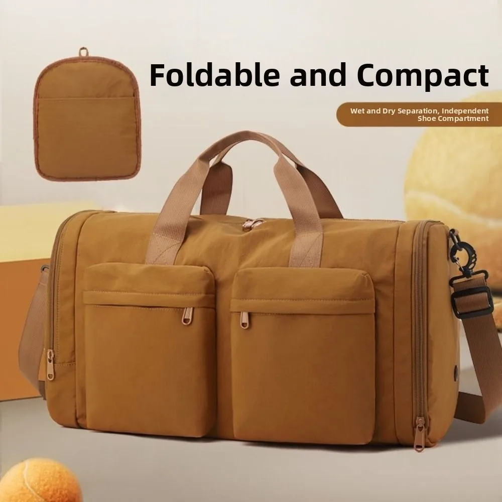 

Trendy Folding Travel Duffel Bag Waterproof Dustproof Gym Luggage Shoulder Bag Casual Lightweight Carry-On Crossbody Bag Workout