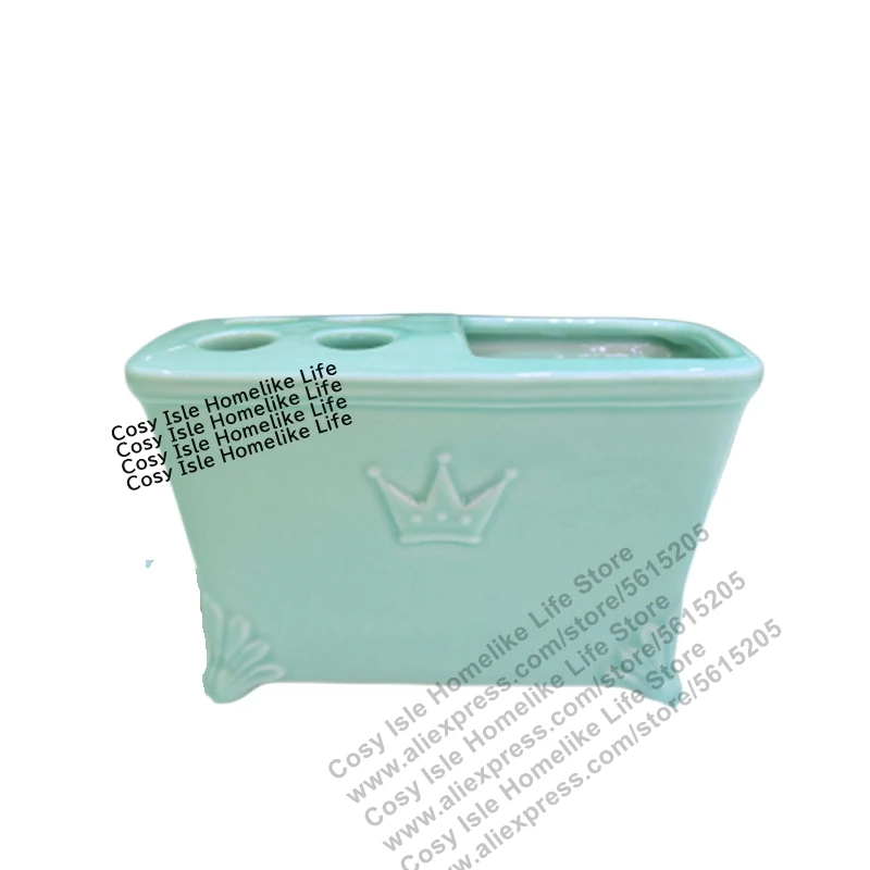 

Керамический держатель для зубных щеток, винтажный белый позолоченный край, держатели для зубной пасты, контейнер для хранения щеток, органайзер, аксессуары для ванной комнаты