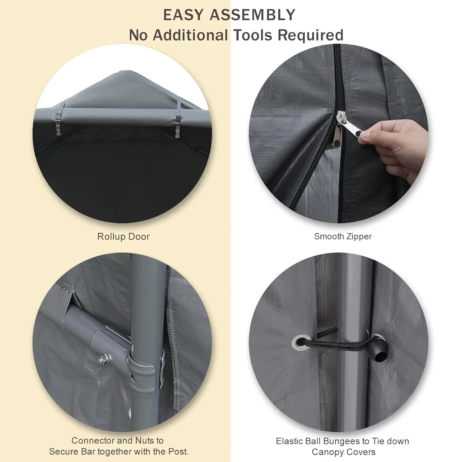 Portable Storage Shelter, 7x12 ft Storage Shed Heavy Duty Outdoor Carport with Roll-up Zipper Door, Waterproof and, Customized