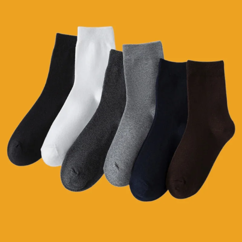 5/10 Pairs Middle Tube Socks Cotton Casual Men's Four Seasons Cotton Men's Business Socks Solid Color Double Needle Men's Socks