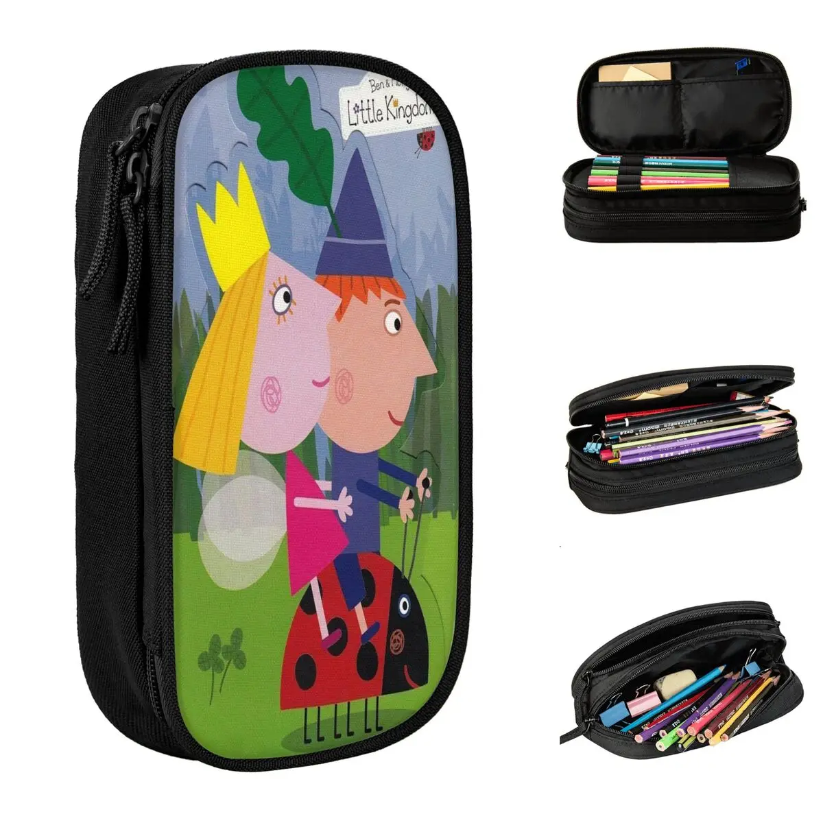 مقلمة Ben and Holly's Kingdom Ben Y Holly بطبقة مزدوجة وإكسسوارات مدرسية ذات سعة كبيرة هدية صندوق رصاص #1