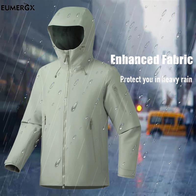 

EUMERGX Men's Women's Enhanced Waterproof Jackets Outdoor Sports Heat-Sealed Seams Windbreaker Unisex Hiking Climbing Rain Coat