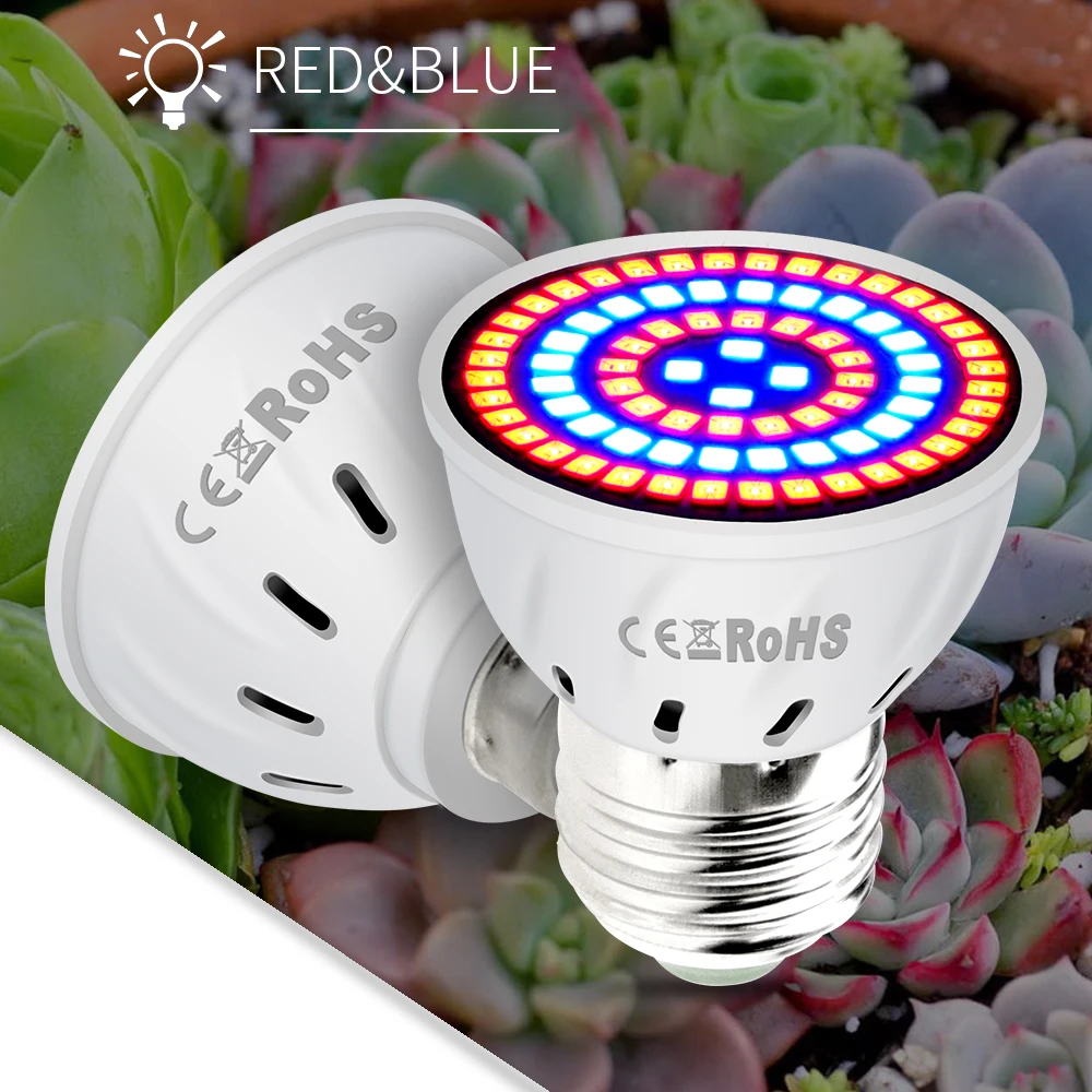 Żarówka LED E27 o pełnym spektrum światła LED do lampy do wzrostu roślin E14 sadzonka wewnętrzna GU10 220V oświetlenie do uprawy MR16 hydroponika szklarniowego