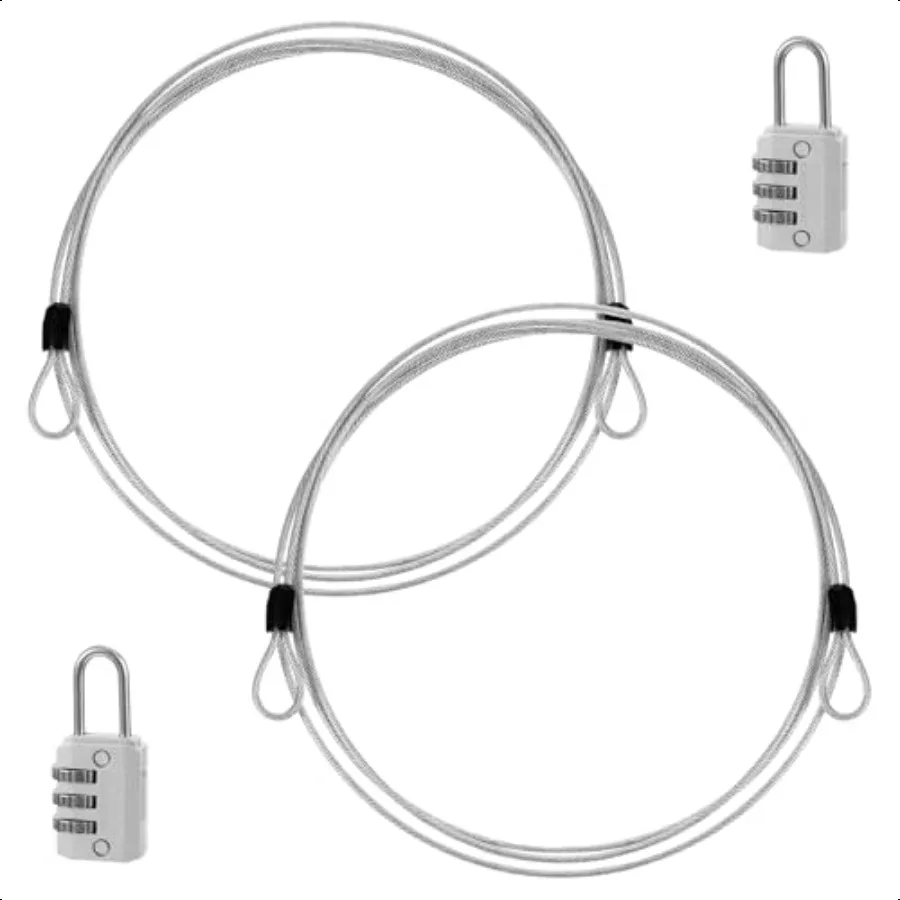 

2 упаковки кабельных замков с двойными петлями длиной 6,6 фута, 2,5 мм, плетеные стальные защитные кабели с замком, велосипедные замки, кабели безопасности Ca