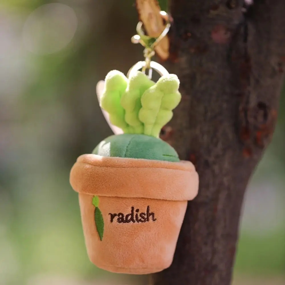 Grass Potted Carrot Doll Keychain Vegetables Cartoon Radish Plush Pendant Bag Charm 10cm Carrot Plush Doll Send Friends