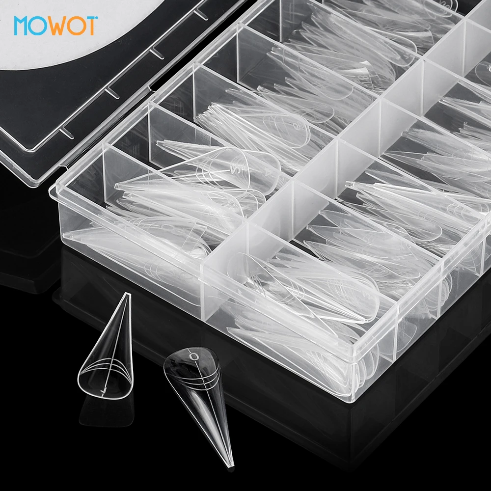MOWOT جديد 140 قطعة قالب أظافر مزدوج الشكل لجل أظافر بولي واضح غطاء كامل بناء سريع قالب جل أكريليك تمديد علوي أشكال أظافر