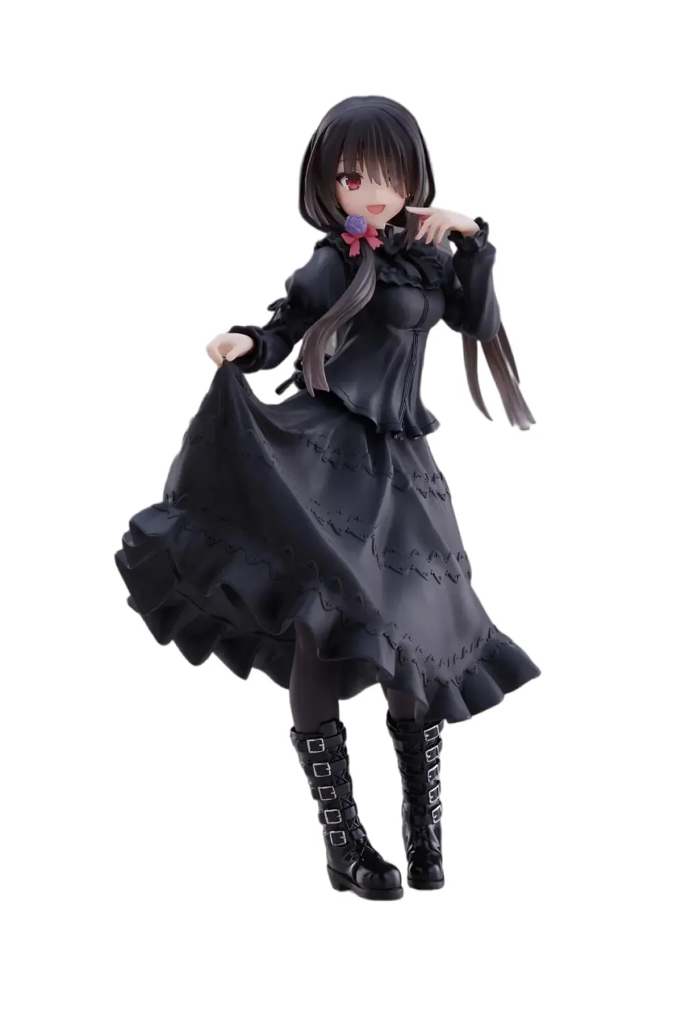 18CM DATE A LIVE Tokisaki Kurumi Anime-Figur Niedliches Mädchen-Modell Spielzeug PVC Schwarzes Kleid Anziehbares Stehmodell Auto-Innendekoration