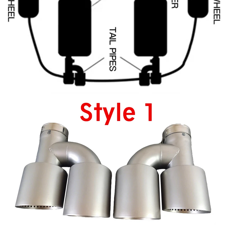 

1PC NO Logo stainless steel car exhaust pipe, one-in-two-out straight-through H-type car cutting-edge car exhaust 63mm