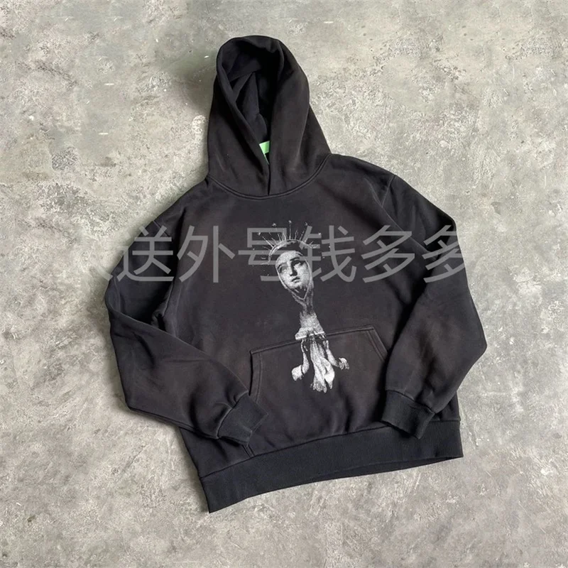 

2025ss Washed Black Saint Michael Zip-up Jackets Pure Cotton Casual Oversized Hoodie