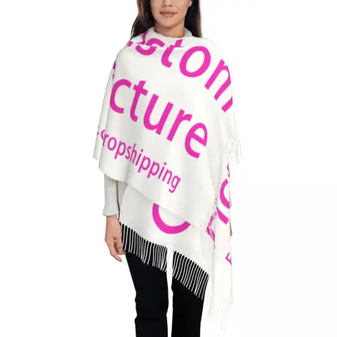 Custom Printed Personalized Custom Photo Logo Scarf Women Men Winter Warm Scarves Customized DIY Print Shawls Wraps