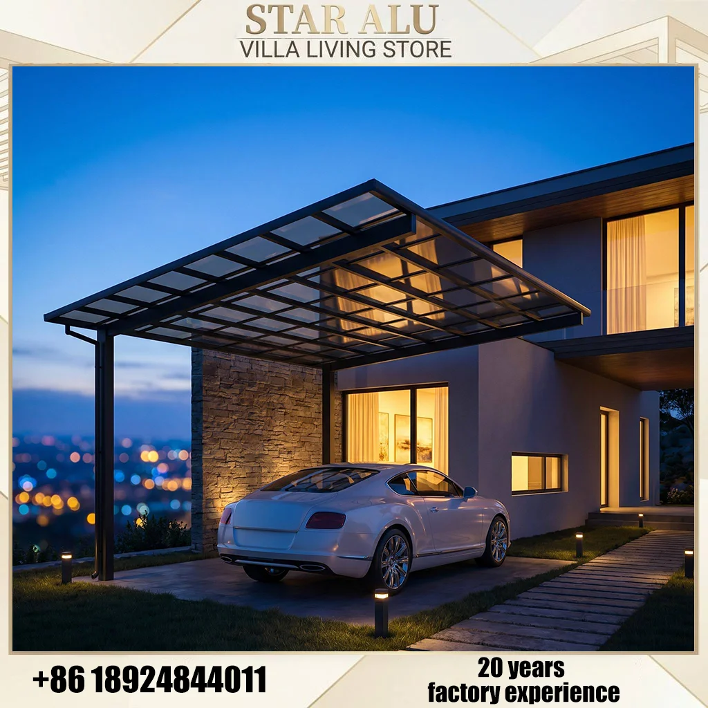 Aluminum Outdoor Carport Waterproof UV Protection Car Shelter Reinforced Frame Parking Canopy for Driveway Backyard