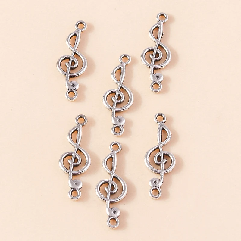 30 Stück 10x29mm Niedliche Legierungs-Musiknoten-Anhänger Verbinder für Schmuckherstellung DIY Armbänder Halsketten Ohrringe Handgemachtes Kunsthandwerk Geschenk – Detail 4