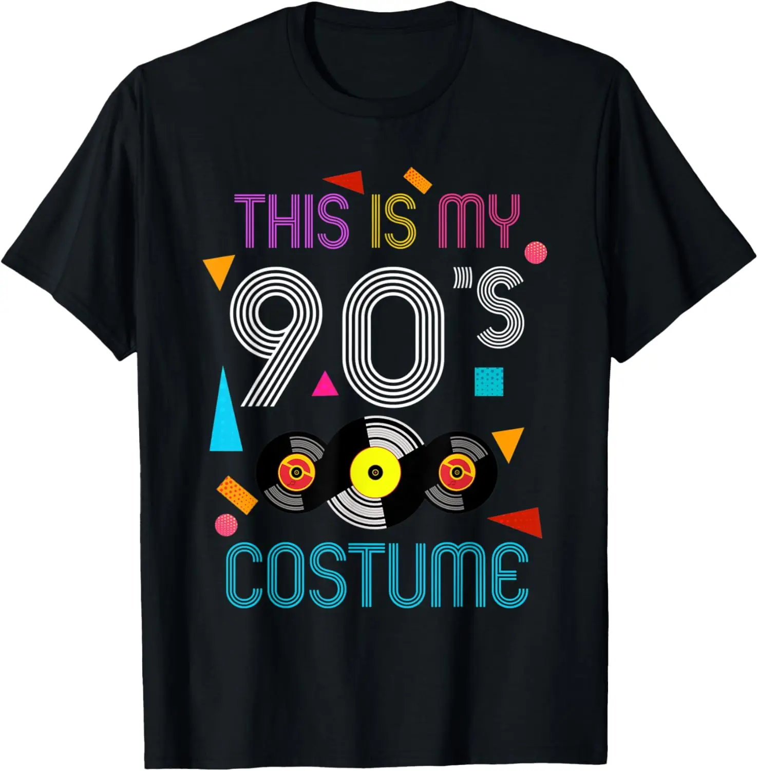 1990 Theme Party Costume Retro Vinyl Music Nineties 90s T-Shirt