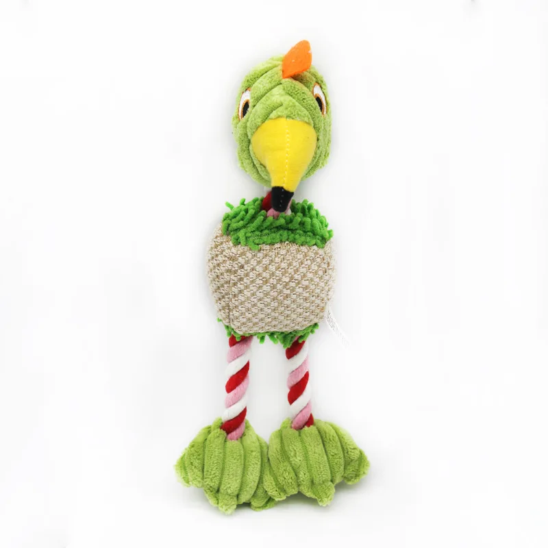 Tri color cotton rope pet toy, bird plush, bite resistant, teeth grinding, and sound producing pet toy, dog toy