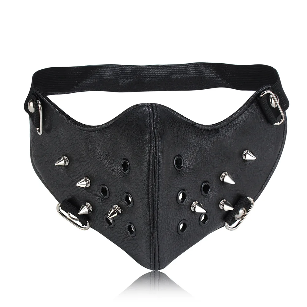 Red Blood Print Rivet Spike Biker Motorcycle Face Mask Men Women Unisex Rock Punk Sunscreen Windproof Dustproof Leather Headband