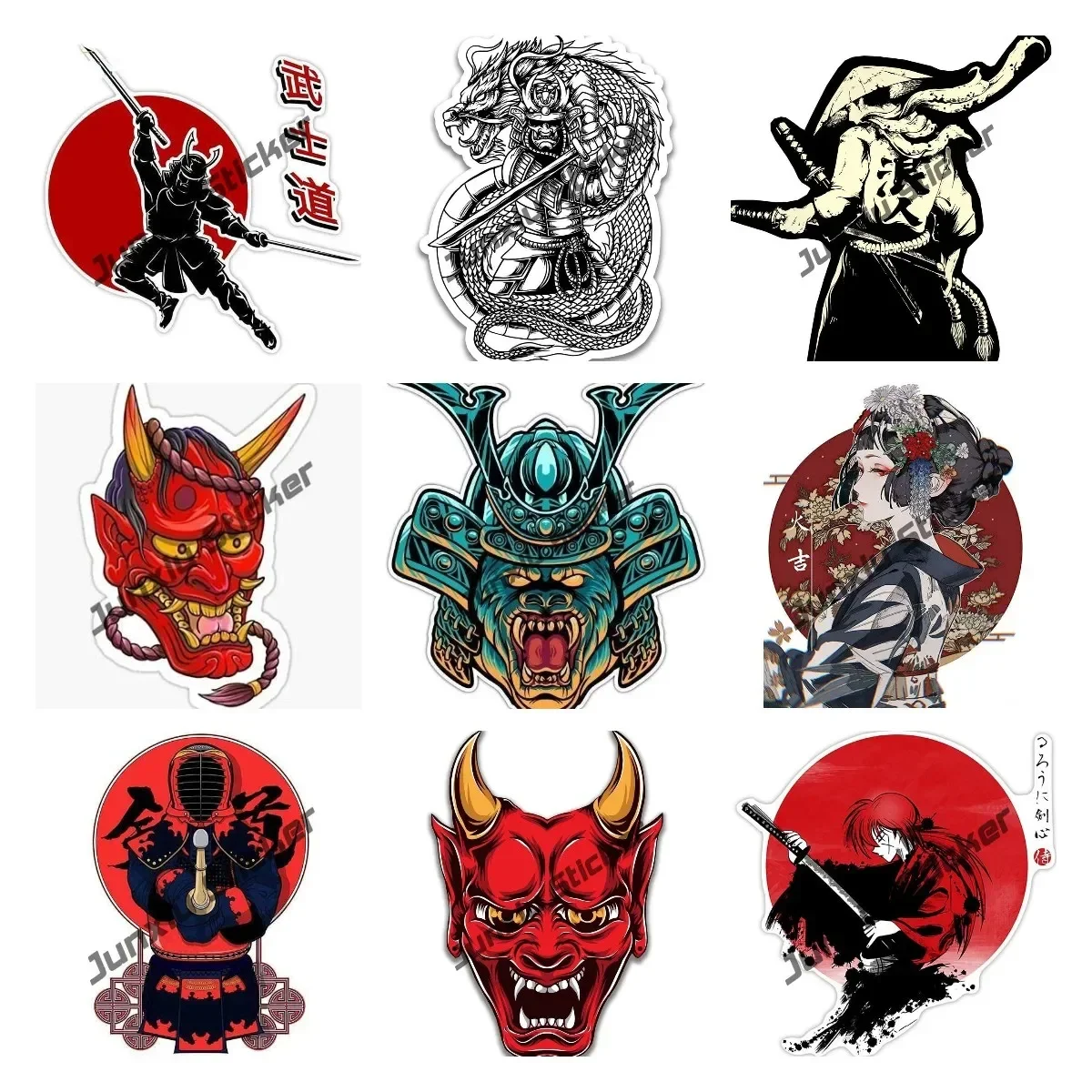 Japan Samurai Sticker Bushido Spirit Japanese Ronin Mask Style Art Stickers Waterproof Outdoor Decoration for Car Body Windows