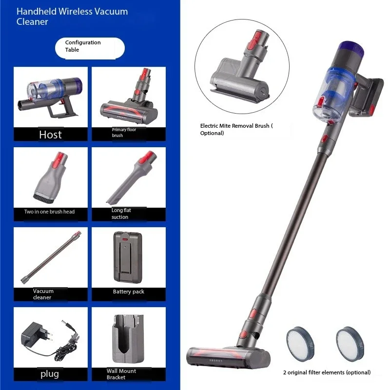 مكنسة كهربائية 1 قطعة أنبوب ثني لاسلكي محمول باليد، قوة عالية غير محدودة، شفط التنظيف والسحب، وحدة تحكم متكاملة