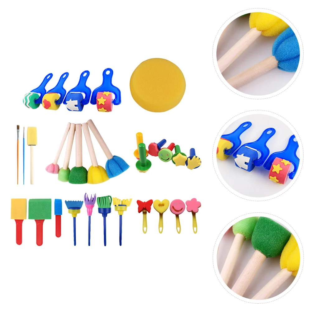 30 Pcs Graffiti Tool Kindergarten Supplies Sponge Paint Kids Kit Plastic Drawing Tools and Craft