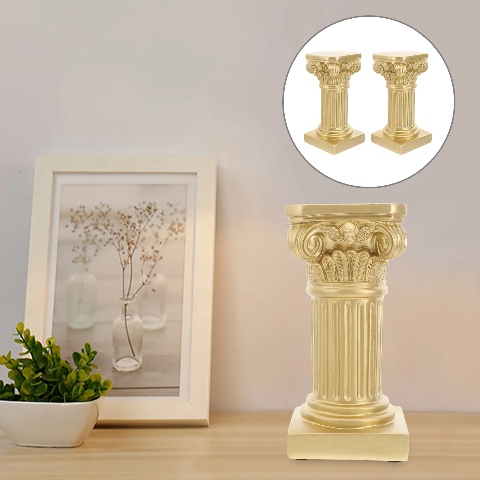 Astetic Room Decor European Style Roman Column Pillar Statues Porch Vintage Golden