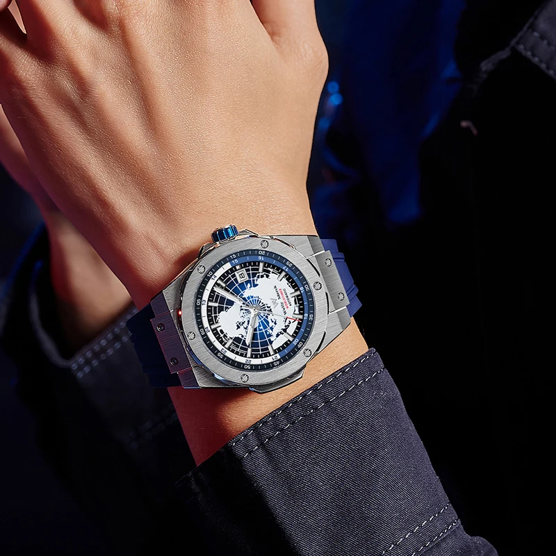 Reloj WM, relojes mecánicos automáticos, relojes de negocios multifuncionales impermeables para hombres, reloj Welly Merck WM124M