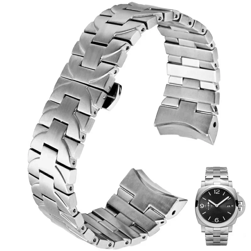 

Soild Stainless steel Watch accessories Band for Panerai PAM111 PAM441 Watch strap Curved end metal men bracelet 24mm