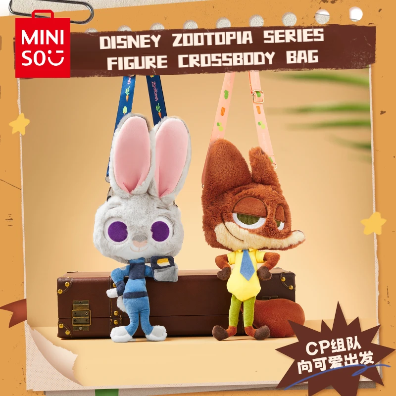 

Оригинальная серия MINISO Disney Zootopia 40 см, мультяшная милая кукла Джуди Ника периферийная, сумка-мессенджер, коллекционная игрушка, подарок для девочки