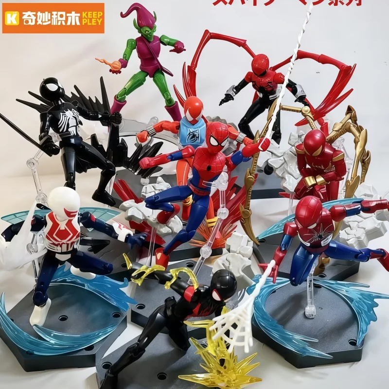 

In Stock Keeppley Marvel Spider-Man Venom Action Figure Infinity Edition 1st Wave Movable Assembled Toy Blind Box Christmas Gift