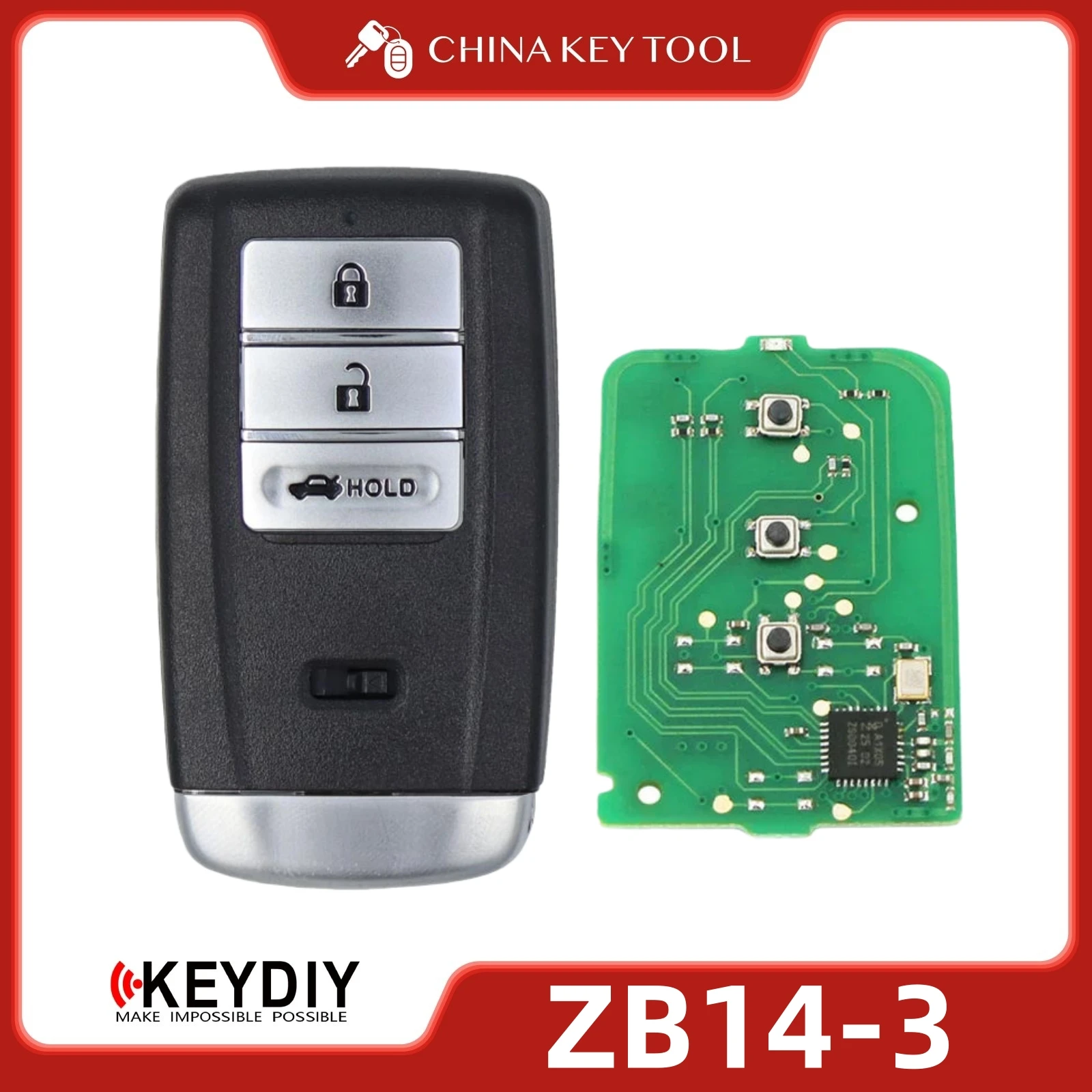 

KEYDIY KD ZB14-3 Универсальный интеллектуальный дистанционный ключ с 3 кнопками, совместимый с Honda Type
