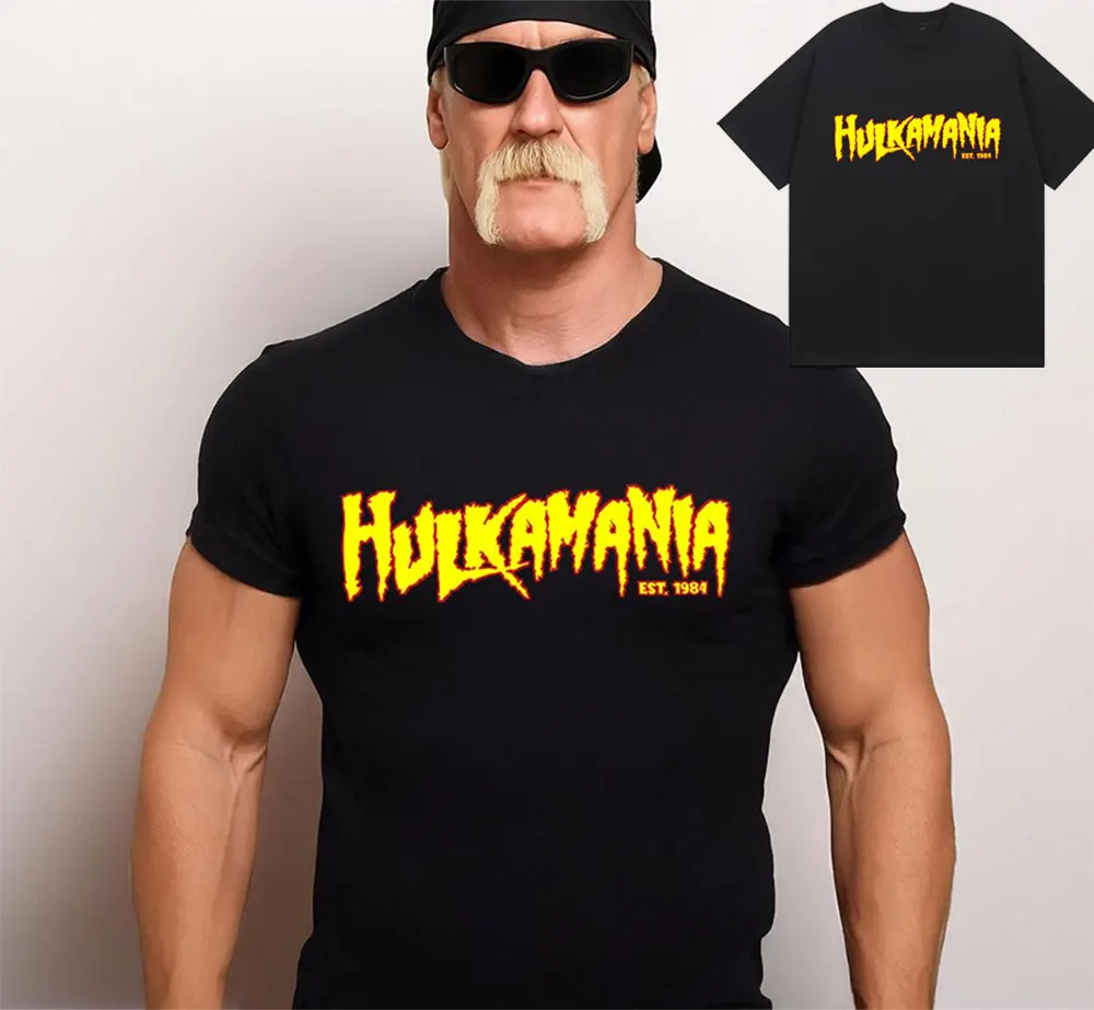 Hulk Hogan RIP Hulkamania Magliette grafiche Wrestling Legend Top T-shirt a maniche corte T-shirt in cotone oversize con o-collo retrò da uomo