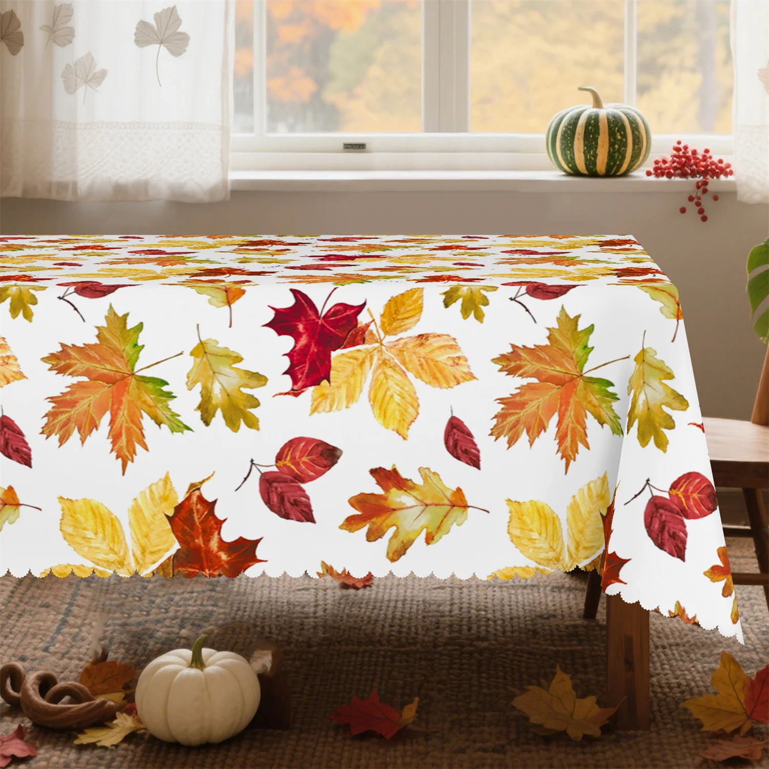 Autumn Maple Leaves Rectangle Tablecloth for Table Decor Reusable Fall Harvest Kitchen Dining Table Cloth Thanksgiving Decor