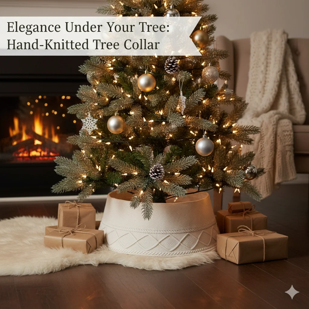 

New Christmas Decorations Vertical Striped Plush Knitted Christmas Tree Skirts Festival Ornaments Gifts Create Atmosphere Simple