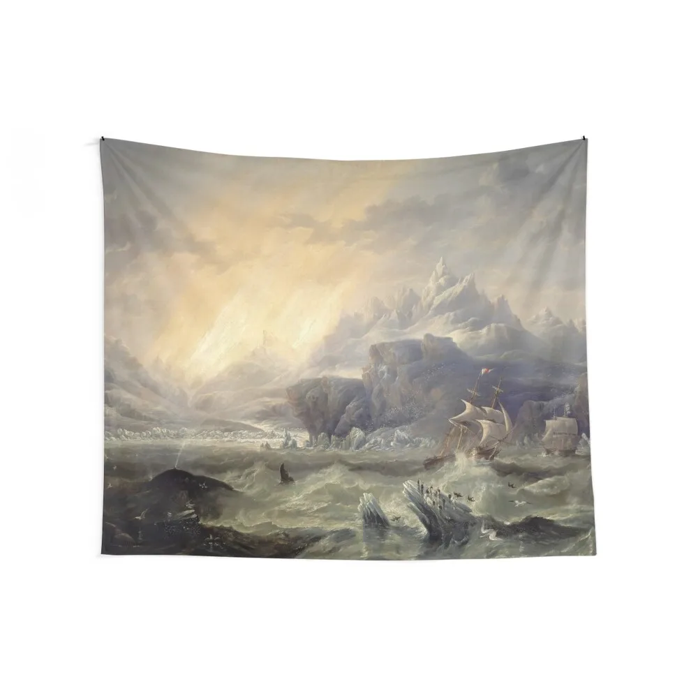 HMS Erebus and Terror in the Antartic - John Wilson Carmichael Tapestry Decorative Wall Custom Tapestry