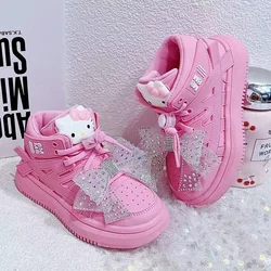 2025 neue hallo kitty echtes foto rose rot herbst winter tropfenverschiffen Mädchen Kleine Mode kinder Cartoon kinder kinder schuhe