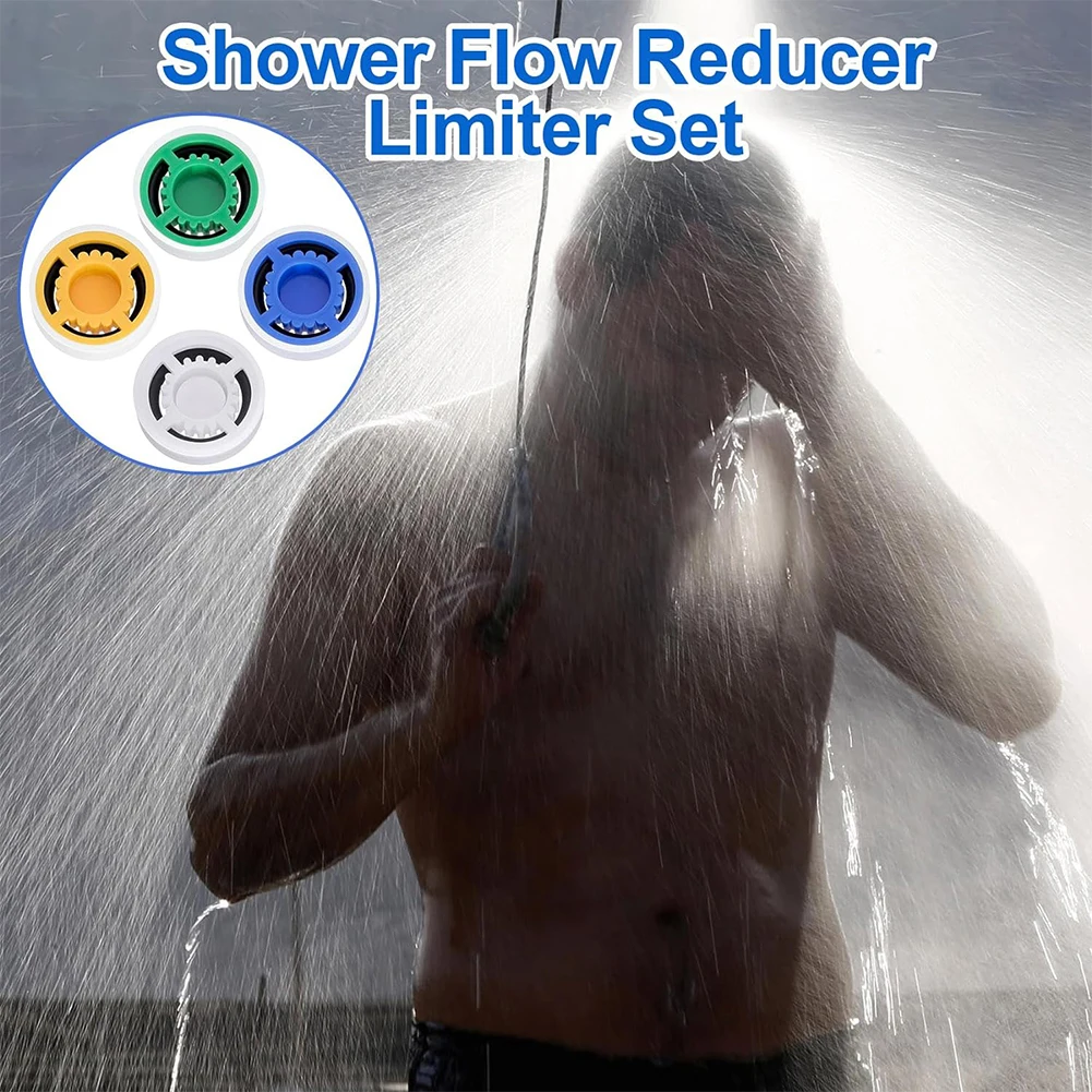 4 Piece Shower Flow Reducer Limiter Set Effective Water Saving Long lasting Durability Compatible with Various Shower Taps