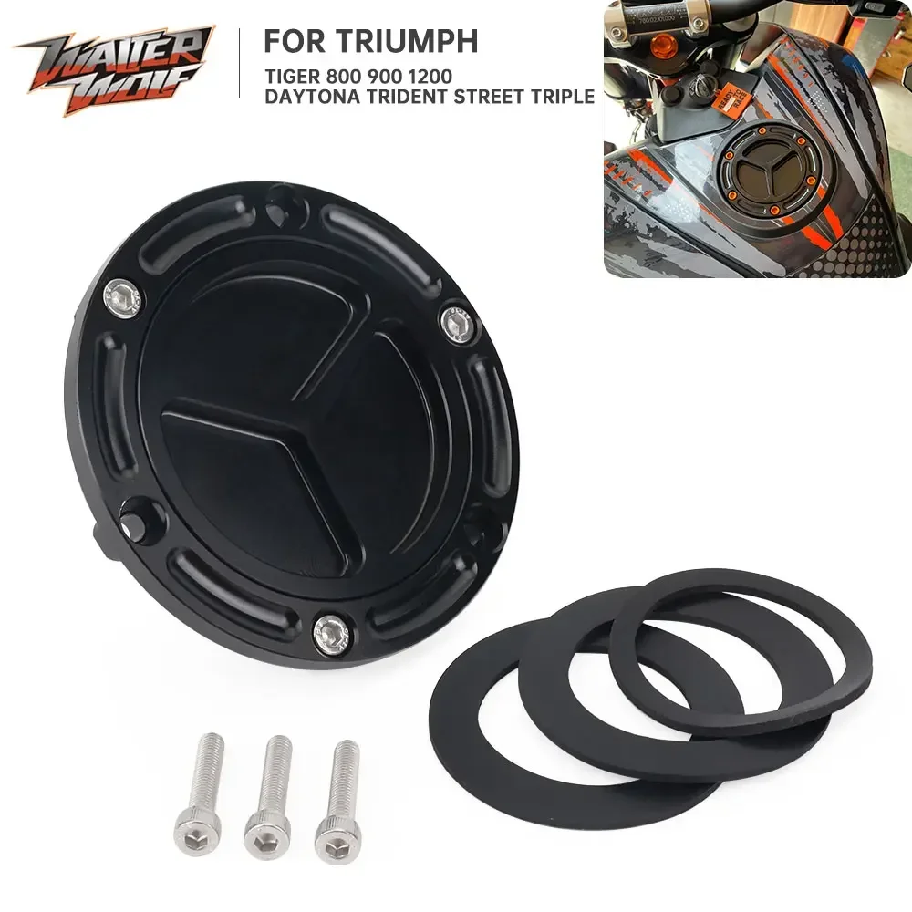 Black Fuel Tank Filler Cap Cover For Tiger 800 900 1050 1200 XC XCa XR XRt Trident 660 Daytona 600 675 Street Speed Triple 1050