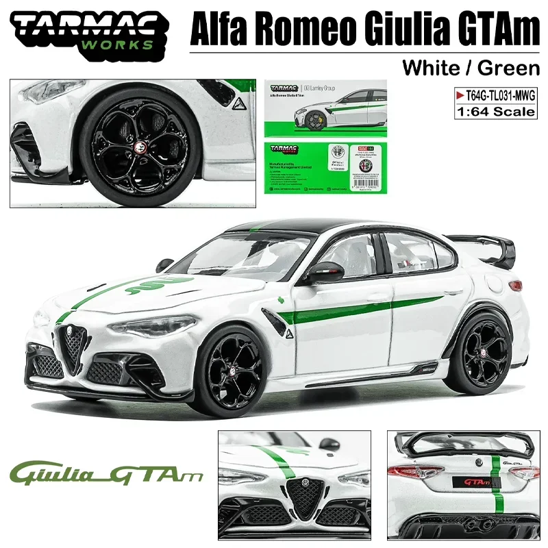 Tarmac Works 1/64 Alfa Romeo Giulia GTAm Rood/Geel Legering Speelgoed Motorvoertuig Diecast Metaal Model Geschenken