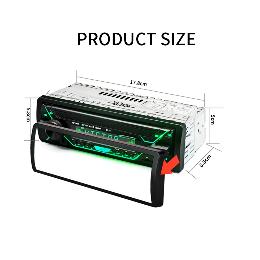(공장 직판) 차량용 MP3 블루투스 플레이어 라디오 오디오 7색 조명 1딘 12V / 24V 트럭 FM/AUX/USB 플래시 디스크 기기 썸네일 3