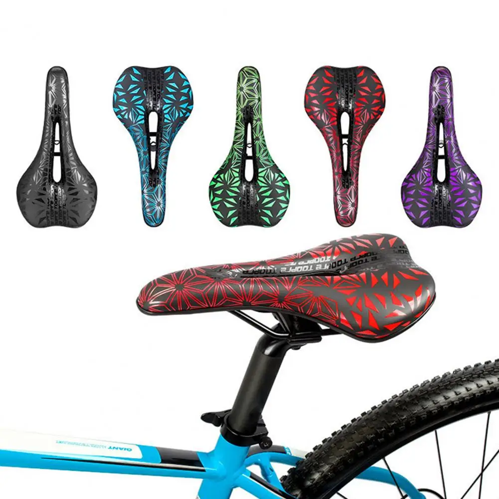 Hollow Bicycle Saddle Good Filling Shockproof Geometric Pattern Bike Seat For MTB Racing Saddle PU Breathable Soft Seat Cushion