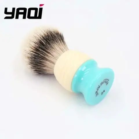 야키 24mm 남성용 실버팁 배저 헤어 습식 면도 브러쉬 (부드러운 얼굴 면도용)