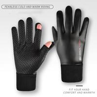 1 Pair Winter Warm Gloves Waterproof Plush Lining Windproof Men Thermal Gloves with Touchscreen Fingers