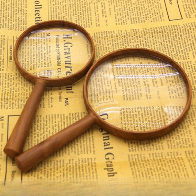 

2PCS 10/30X 5/20X 90/110mm HD Retro Wood Grain Magnifying Glass Extra-large Reading Helping Hands Magnifier Handheld Loupe