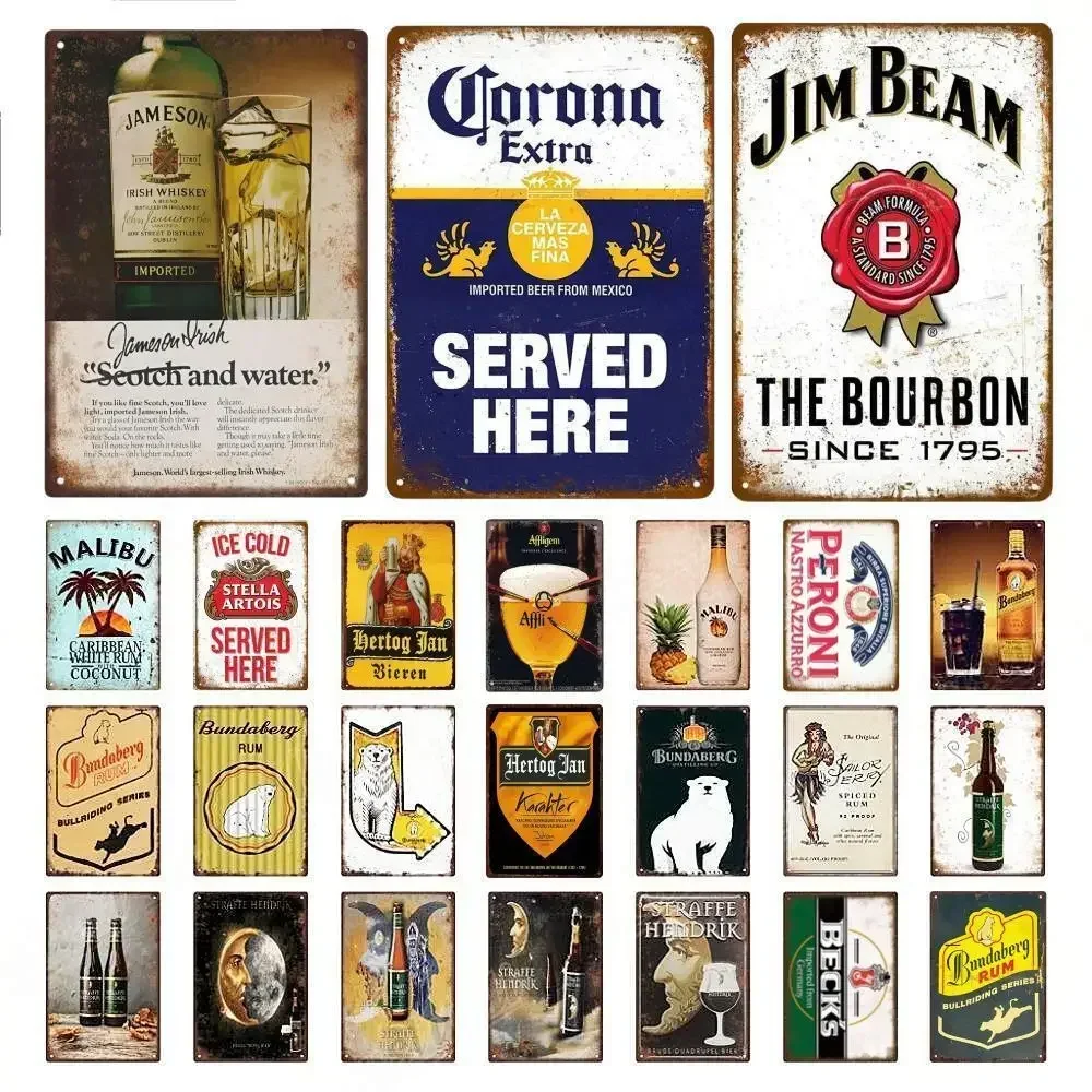 Retro Beer Brand MALIBU Wine Metal Poster Whiskey Plaque Vintage Tin Sign Wall For Pub Club Bar Man Cave Decorative Plates Decor