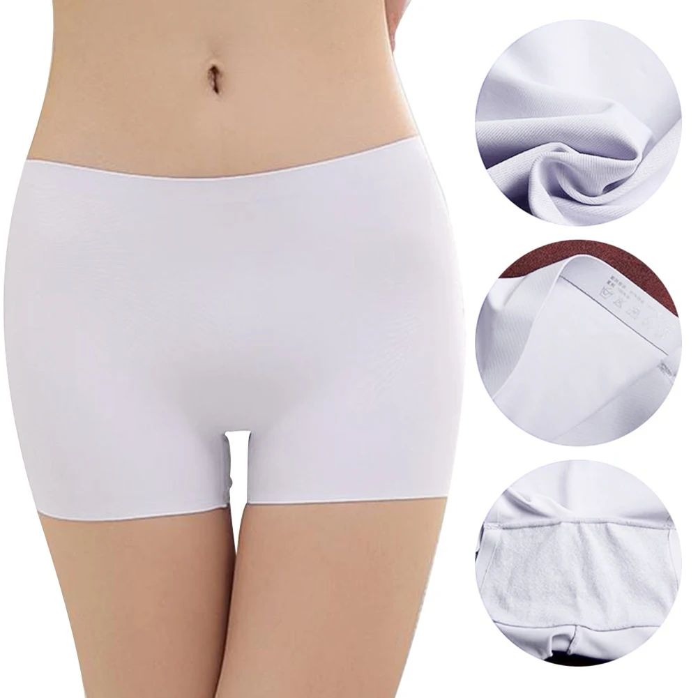 Женское ультратонкое бесшовное нижнее белье из чистого хлопка из ледяного шелка, мягкое нижнее белье, трусики-трусики с короткой промежностью, женские защитные шорты