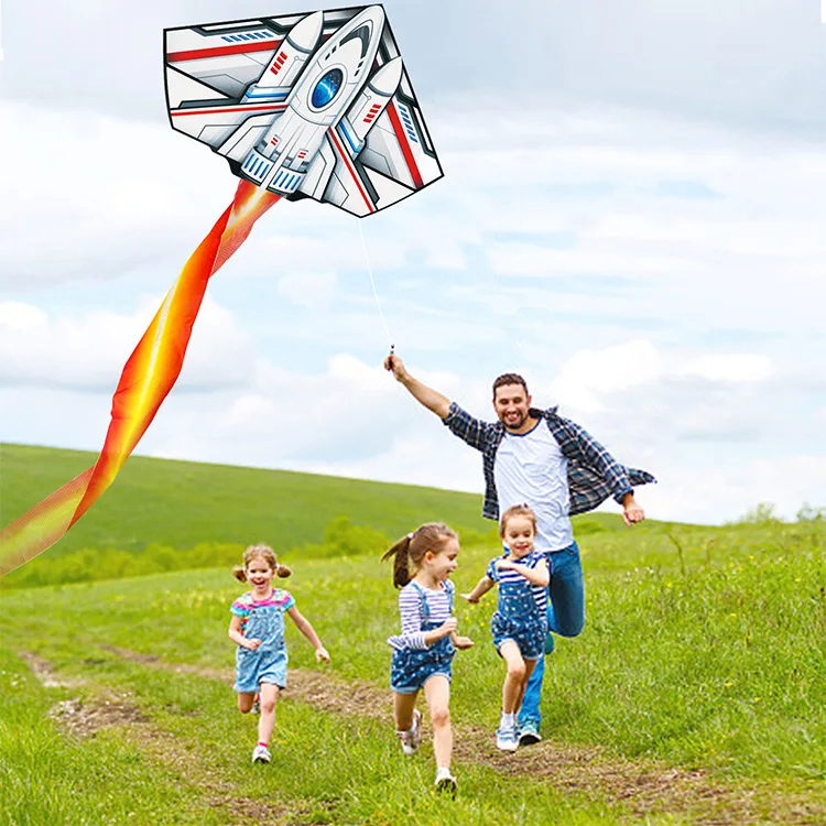 Kite Grassland Kite Breeze to Fly Bambini Adulto Grande Fighter Rocket Tail Aquiloni String Percalle Divertimento all'aria aperta Set di giocattoli sportivi