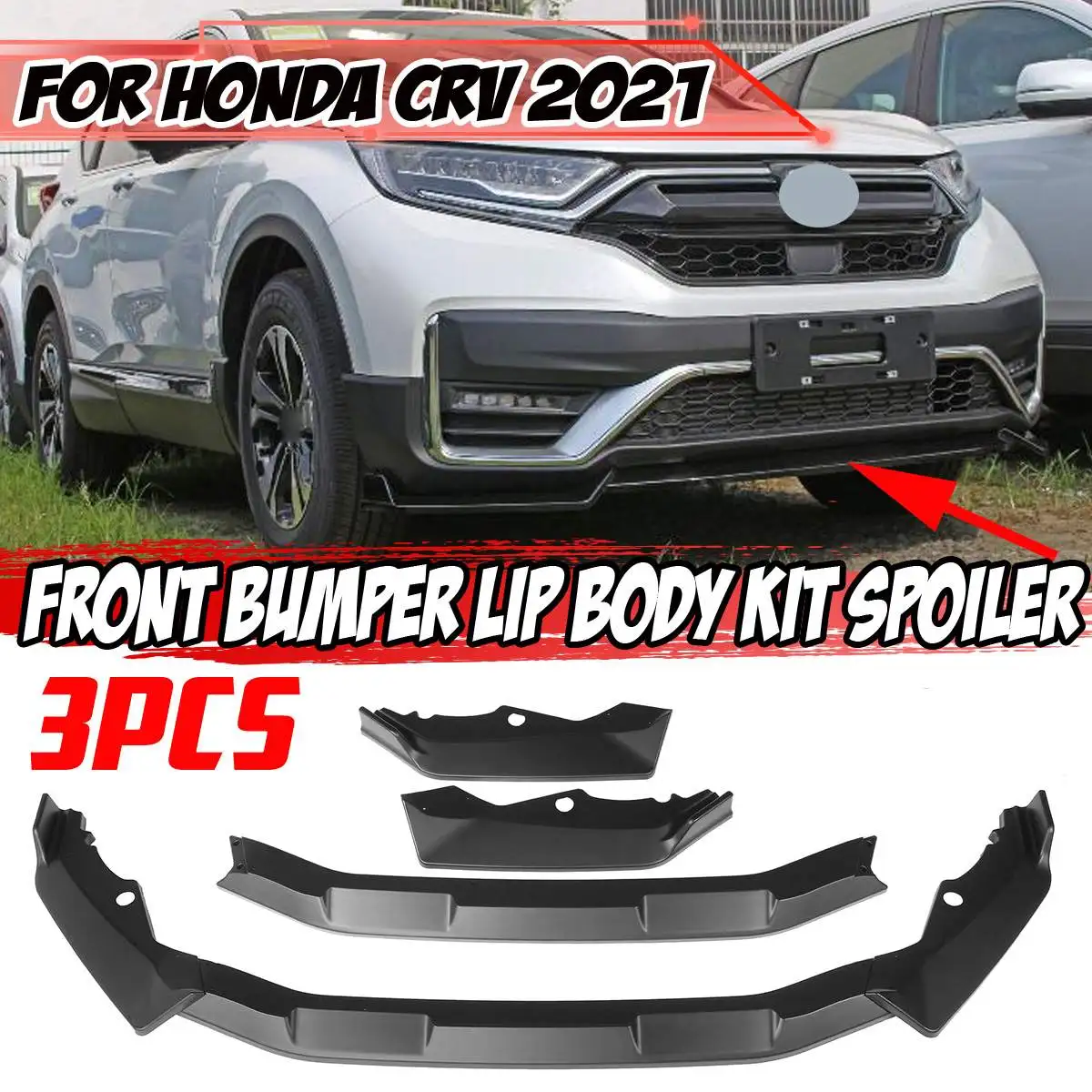 Carbon Fiber Look/Black Car Front Bumper Lip Body Kit Spoiler Splitter Diffuser Guard Protection For Honda For CR-V CRV 2021